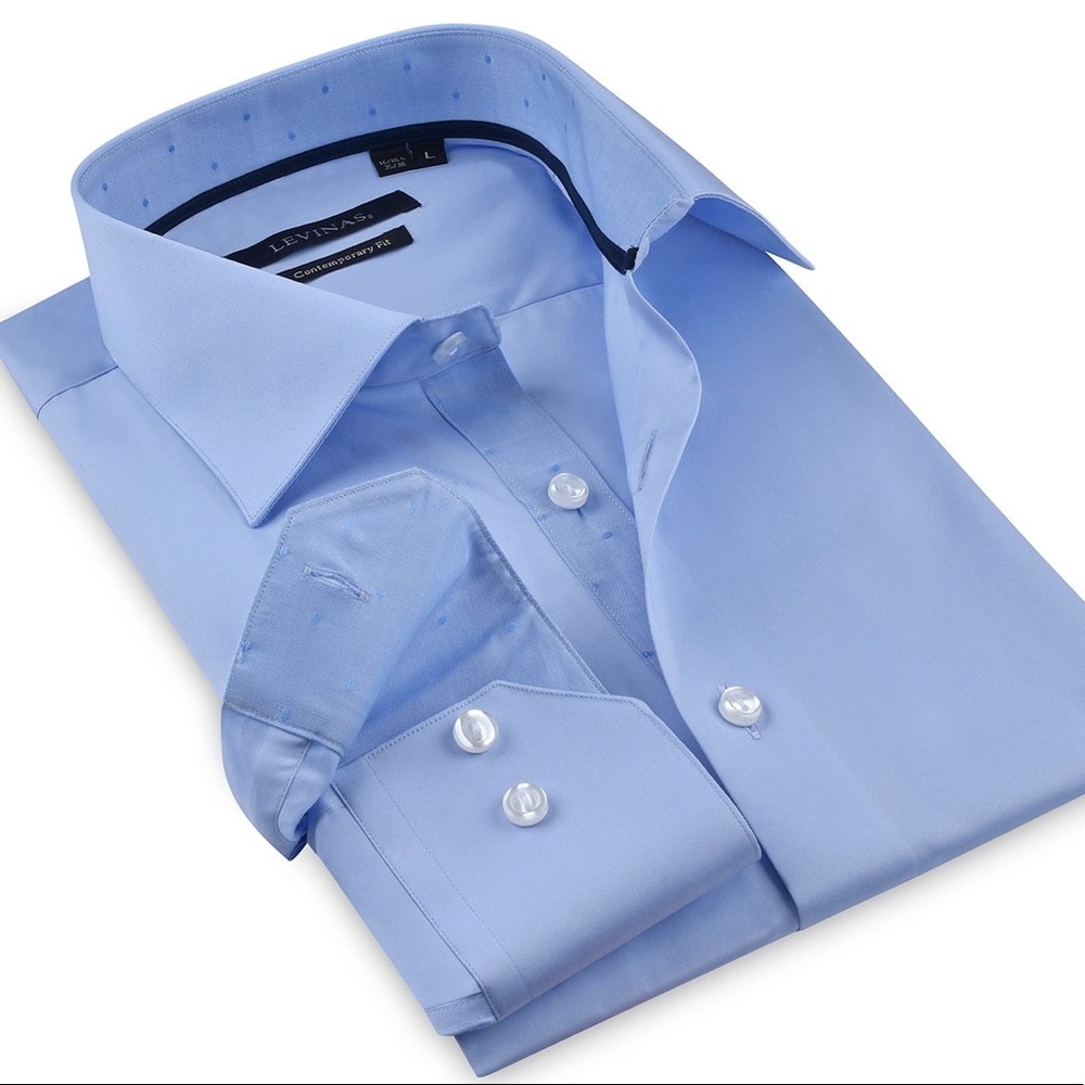 Levinas Contrast Collar Button-up Shirt